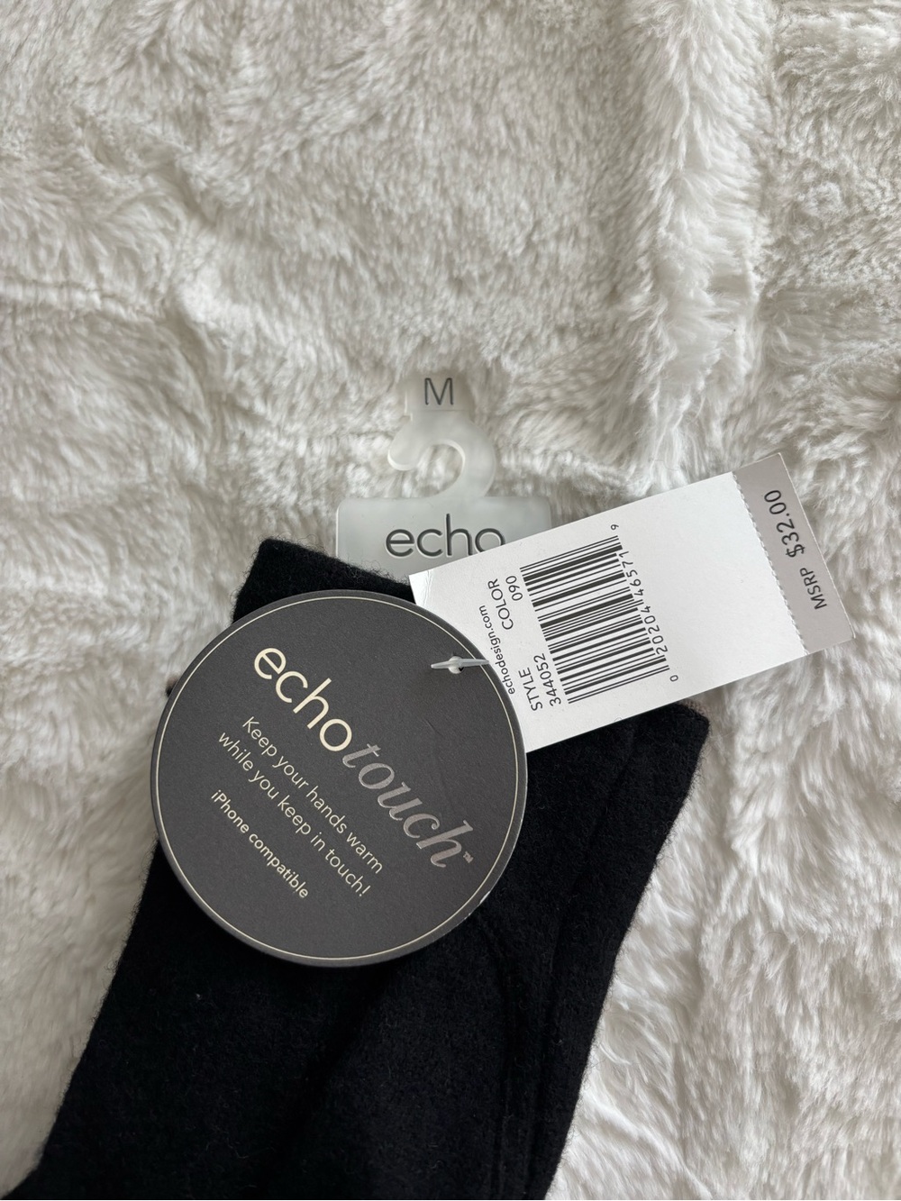 Echo Design Wool Blend Gloves Size Medium NEW Black Mobile Touch Compatible - Picture 6 of 7